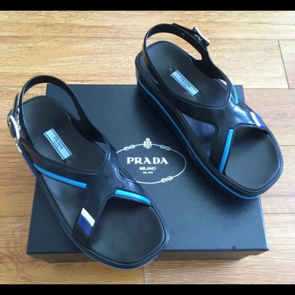 PRADA RUBBER SANDALS size 7 BRAND NEW W BOX